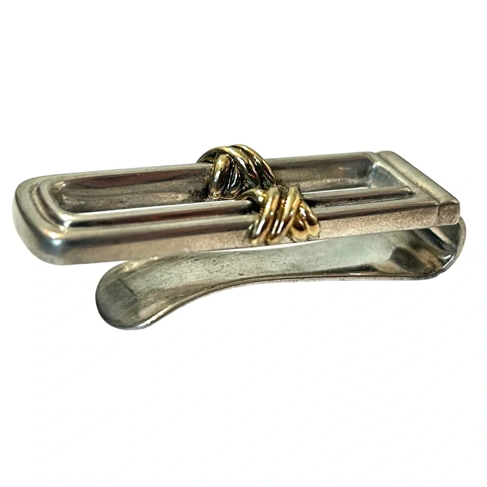 Tiffany & Co 1995 Sterling Silver & 18k 750 Yellow Gold Money Clip X Mens Gift